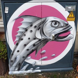 Fisch Graffiti auf Stromkasten