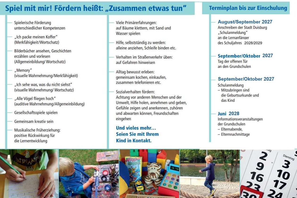 Zweite Seite des Flyers mit Bildern und Hinweisen