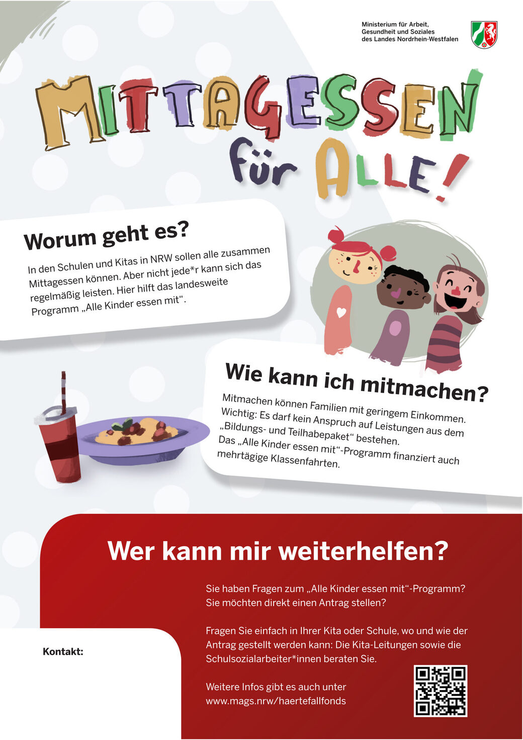 Plakat zum Programm Mittagessen für alle