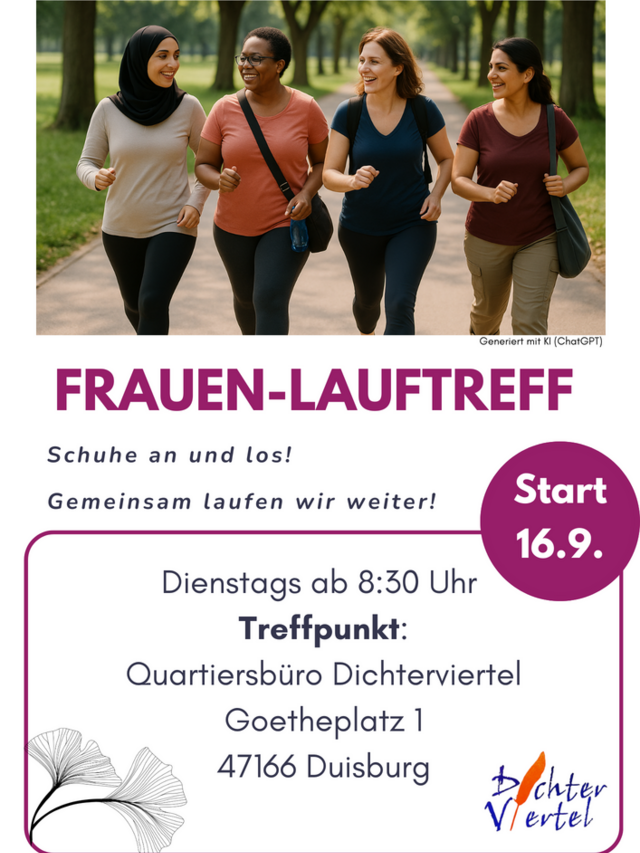 Plakat zum Lauftreff mit Adresse
