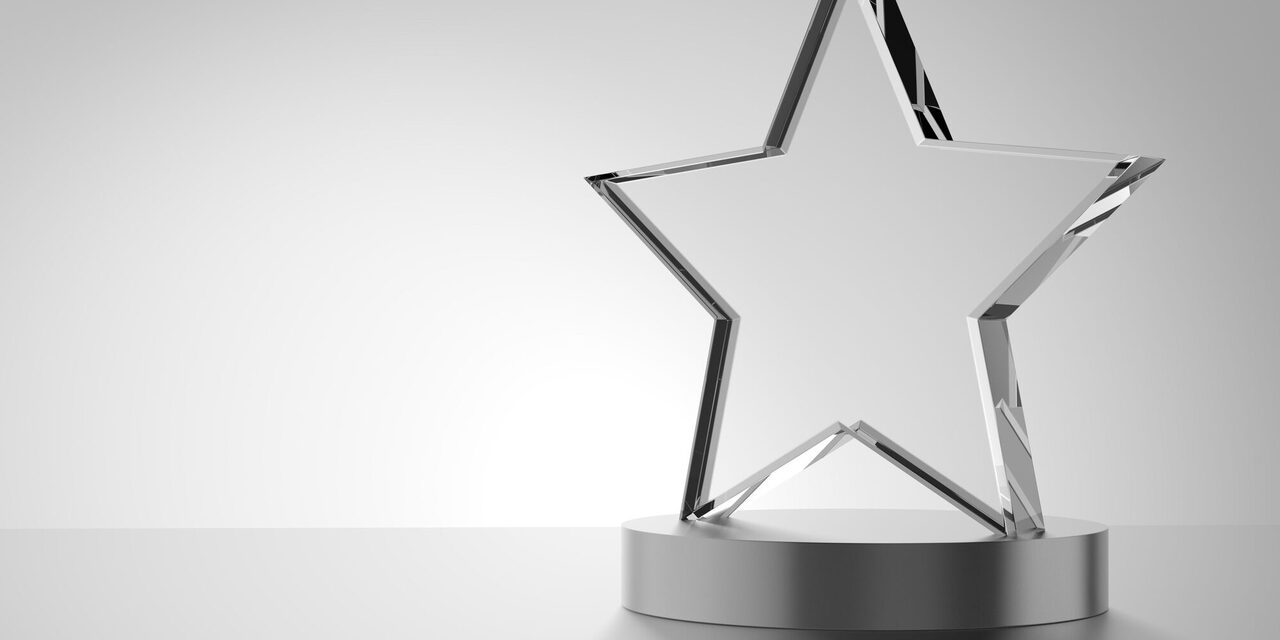 Glass award isolated on white background. Star.