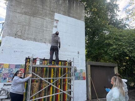 Streichen der Bunkerwand