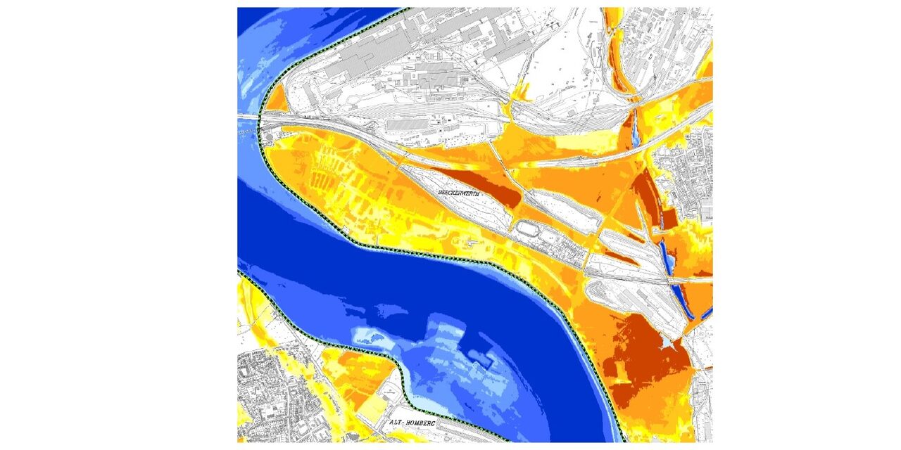 Hochwassergefahrenkarte für Laar / Beeckerwerth
