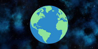 Die Erde mittig, umgeben vom Weltall