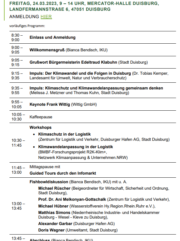 Programm Fachforum "Zukunftsfähige Logistik"