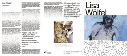 Ein Auszug aus dem Katalog der Triennale für Lisa Wölfel