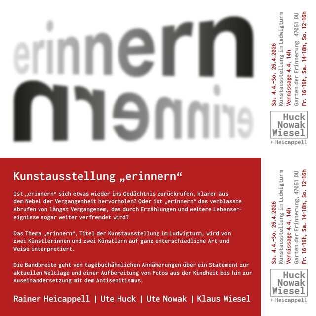 Flyer zur Ausstellung im Ludwigturm von Ute Huck, Klaus Wiesel und Ute Nowack