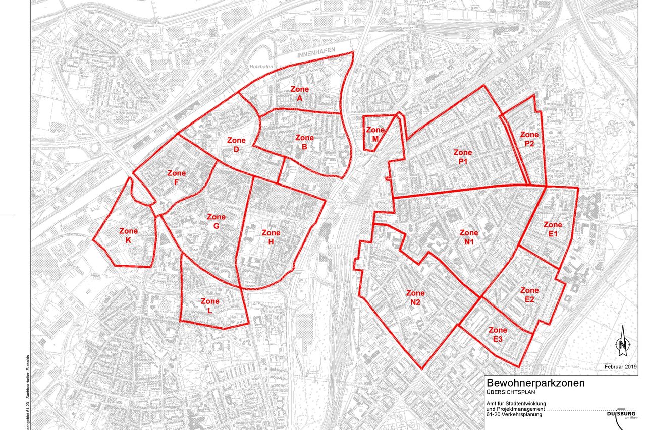 Übersicht Bewohnerparkzonen in Duisburg