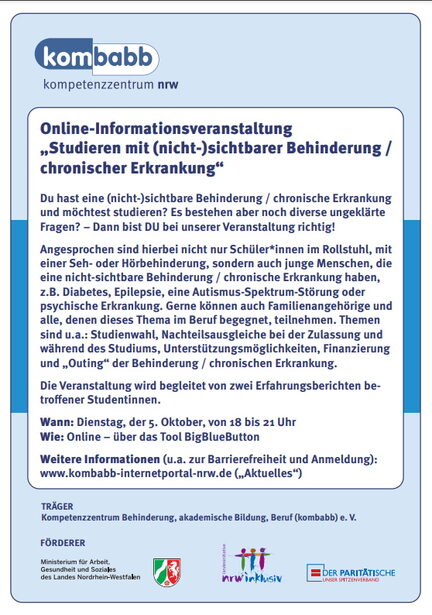 Flyer Online-Informationsveranstaltung