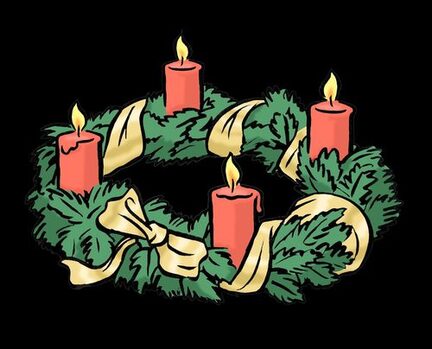Adventskranz mit vier brennenden Kerzen