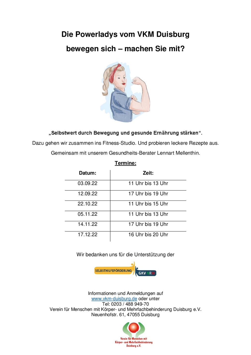 Flyer Power Ladys, Bewegung für Frauen mit Behinderung