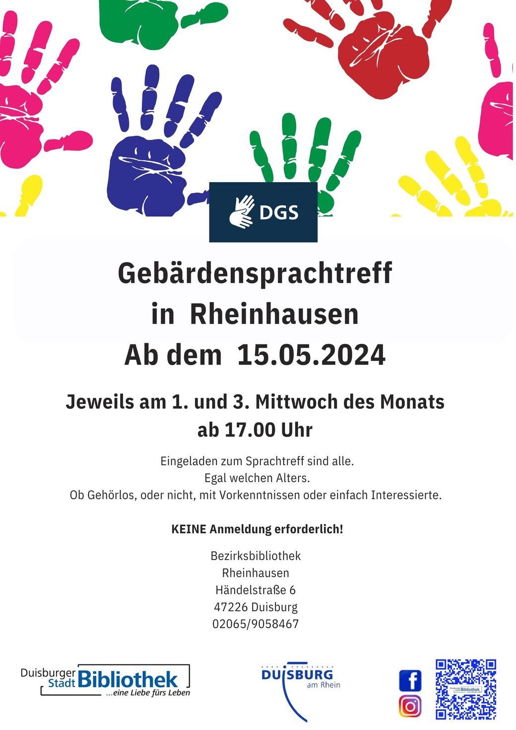 Flyer Gebärdensprachtreff in Rheinhausen