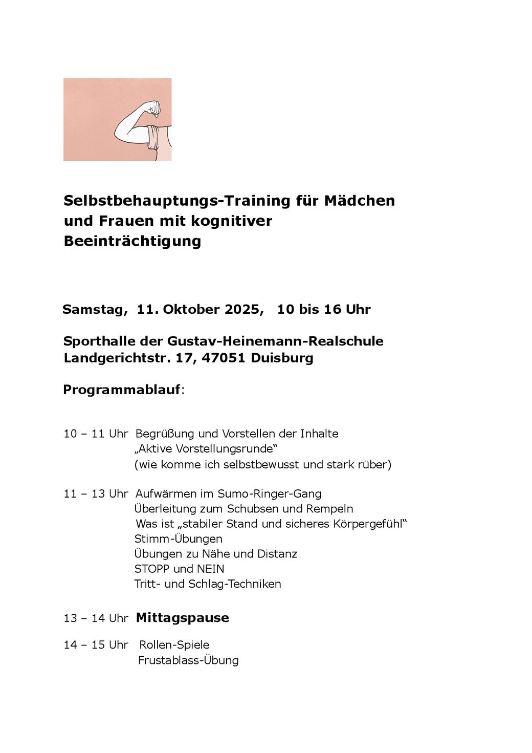 Einladung Selbstbehauptungs-Training