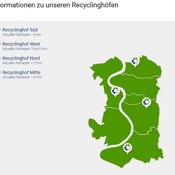 Karte Wartezeit Recyclinghöfe