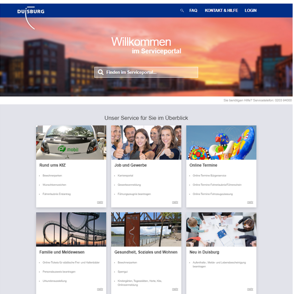 Screenshot Start Serviceportal