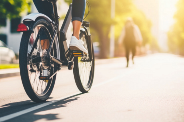 Bildausschnitt von einer Person die Radfährt