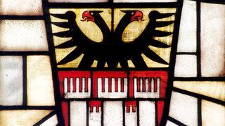 Wappen von Duisburg doppelköpfiger Adler Konturen einer Burg