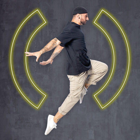 Logobild Tanztage Duisburg Mann springt