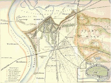 Übersichtsplan zum bronze- und eisenzeitlichen Gräberfeld Wedau nach H. Genthe, 1881
