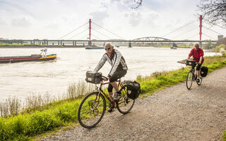 Radfahrer am Rheinufer