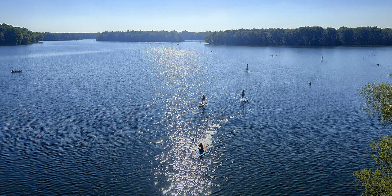Mehrere Stand-Up-Paddler auf dem Wolfsee